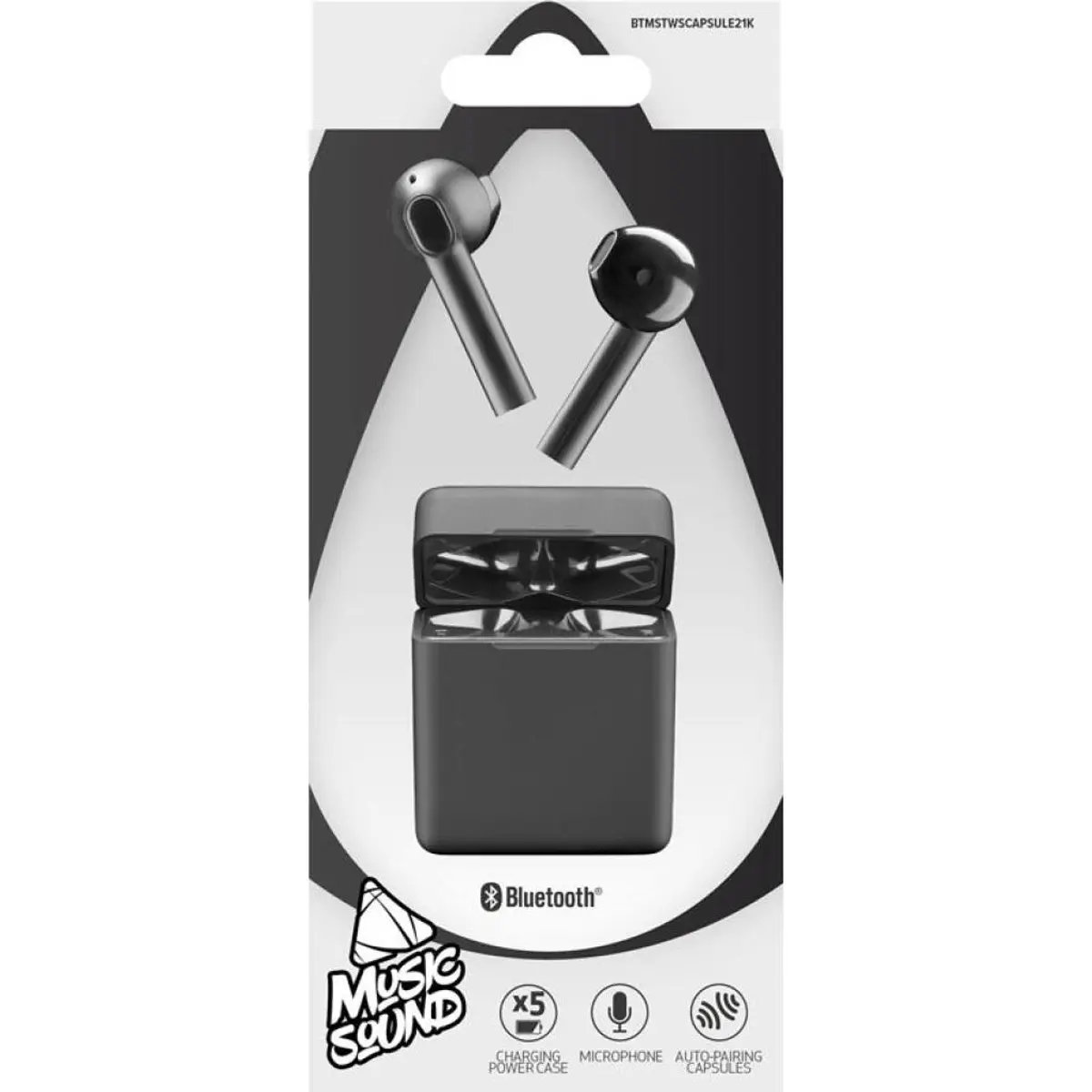 Bluetooth слушалки Music Sound TWS Black New