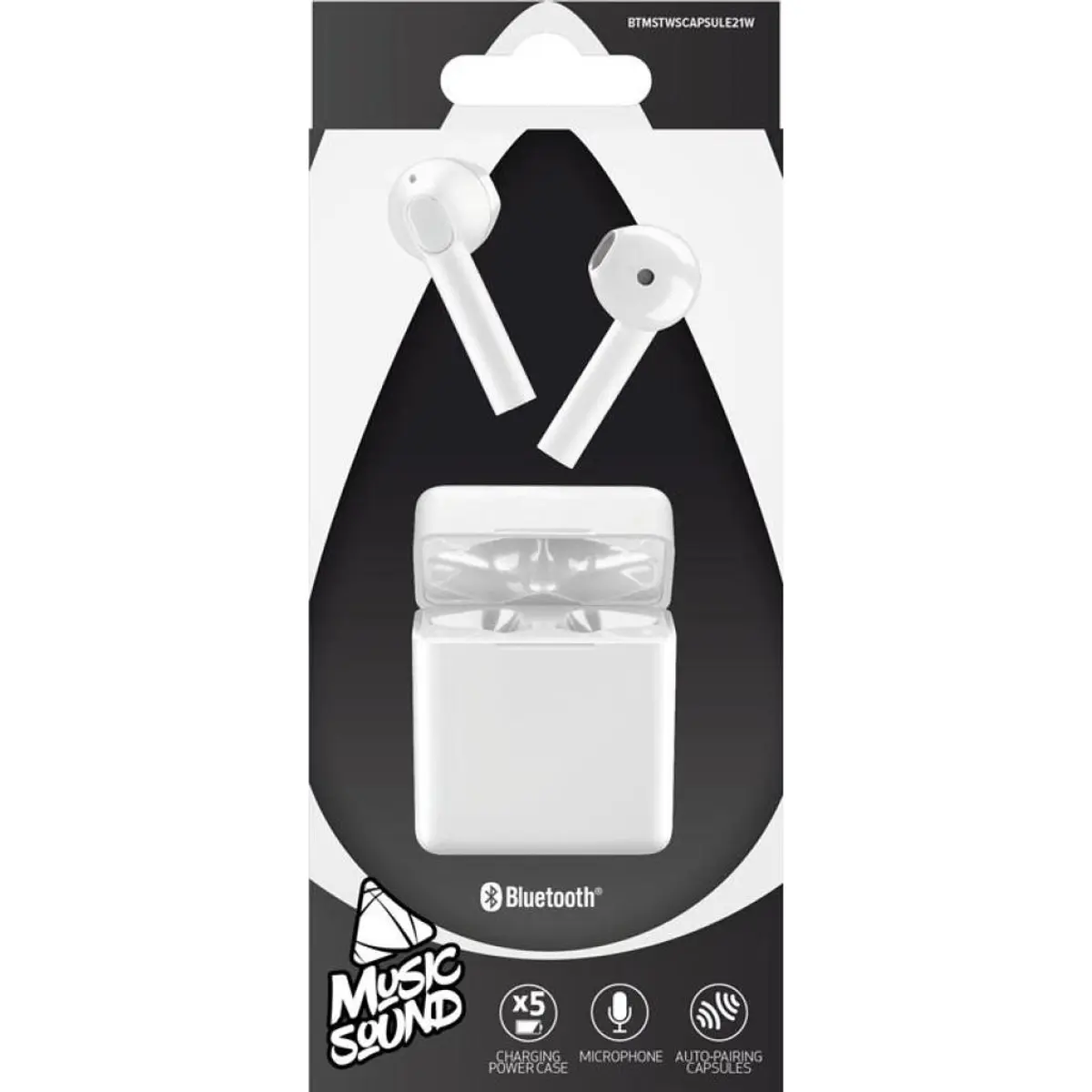 Bluetooth слушалки Music Sound TWS White New