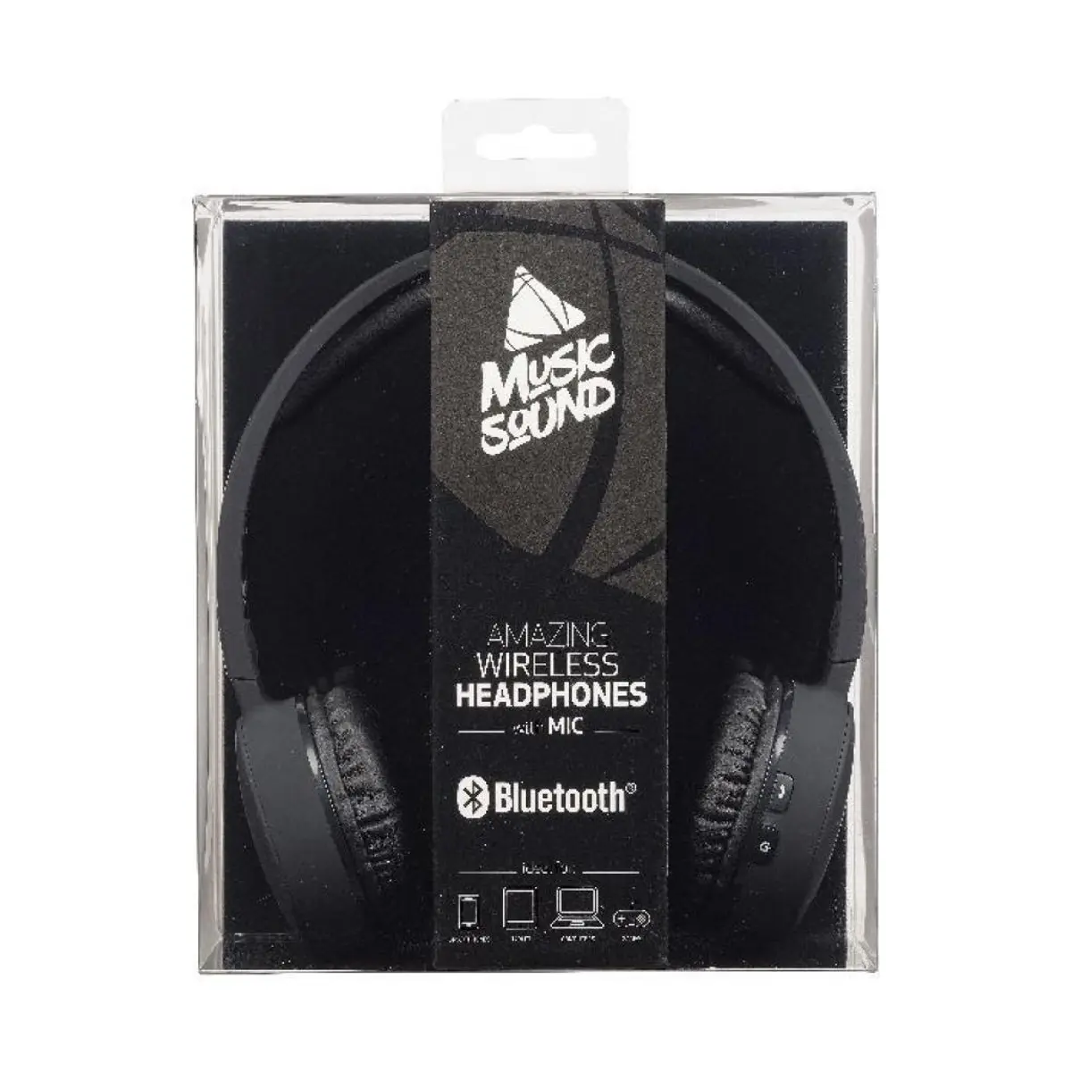 Bluetooth стерео слушал Music Sound черни