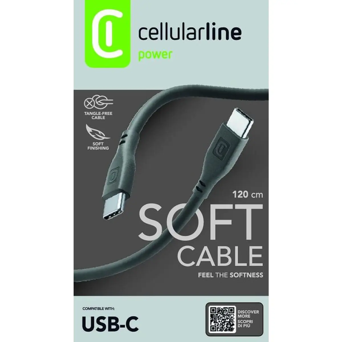 Кабел данни Soft USB-C към USB-C 1.2 м черен