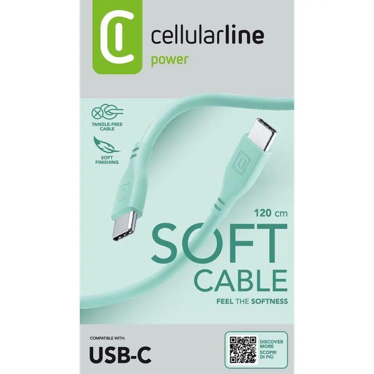 Кабел данни Soft USB-C към USB-C 1.2 м зелен