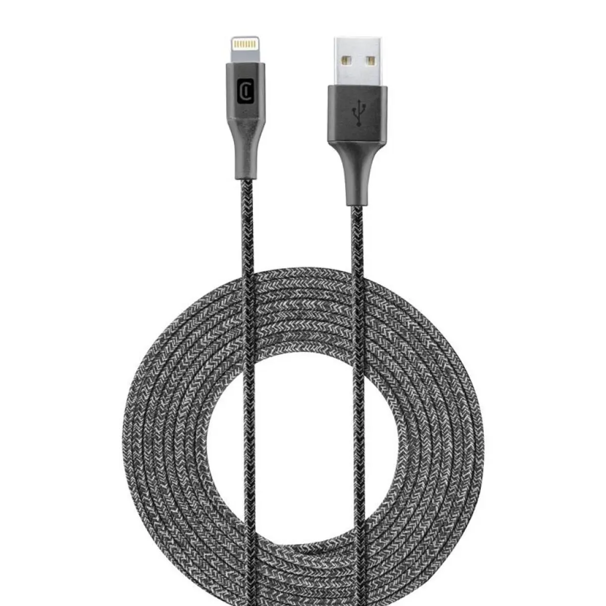 Кабел данни усилен USB - Lightning 2.5 м черен