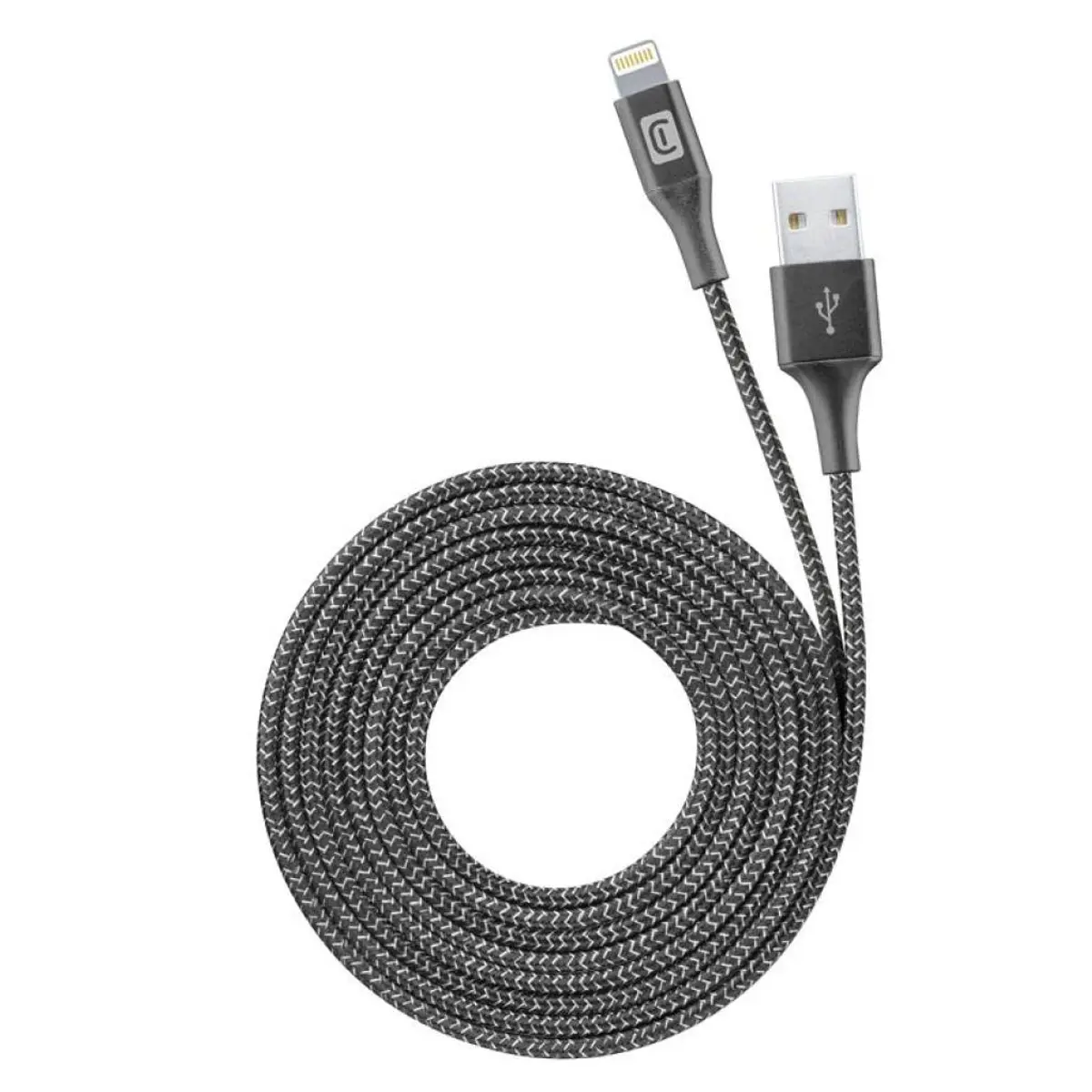 Кабел данни усилен USB - Lightning 2.5 м черен