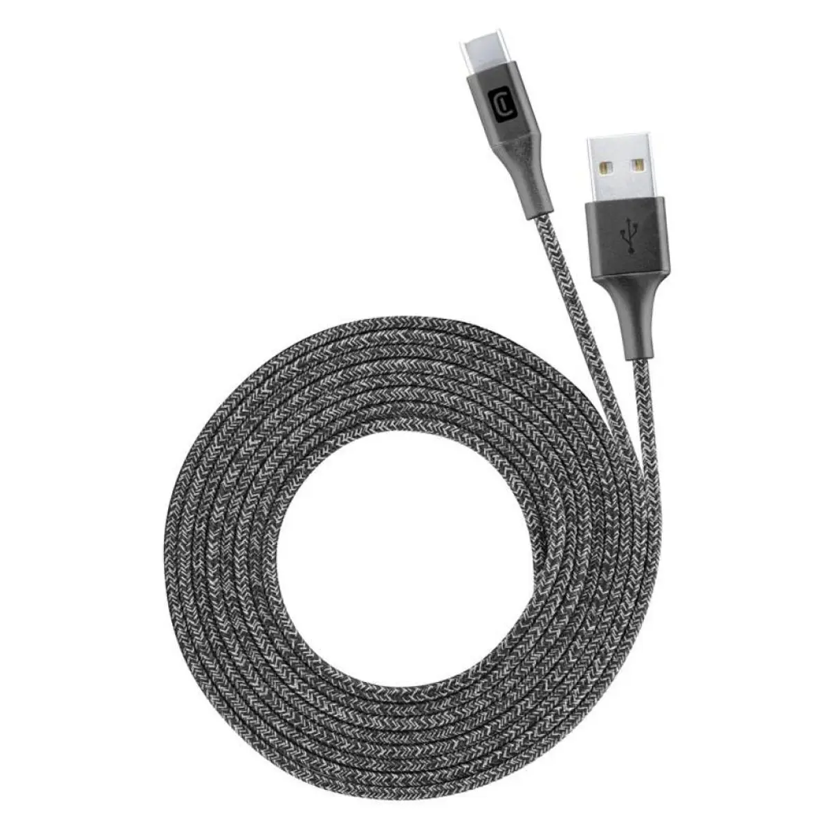 Кабел данни усилен USB- USB-C 2.5 м черен