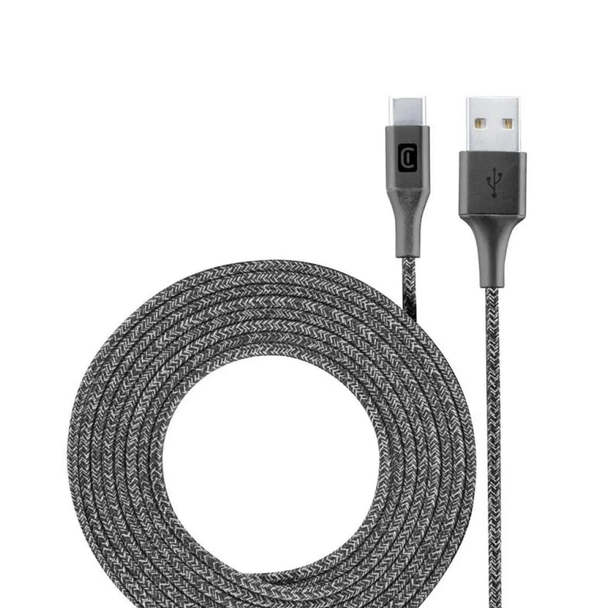 Кабел данни усилен USB- USB-C 2.5 м черен