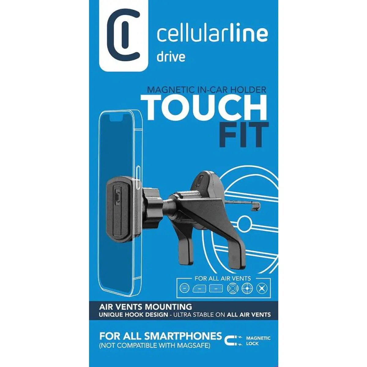 Магнитна стойка за кола за въздуховод Touch FIT черна