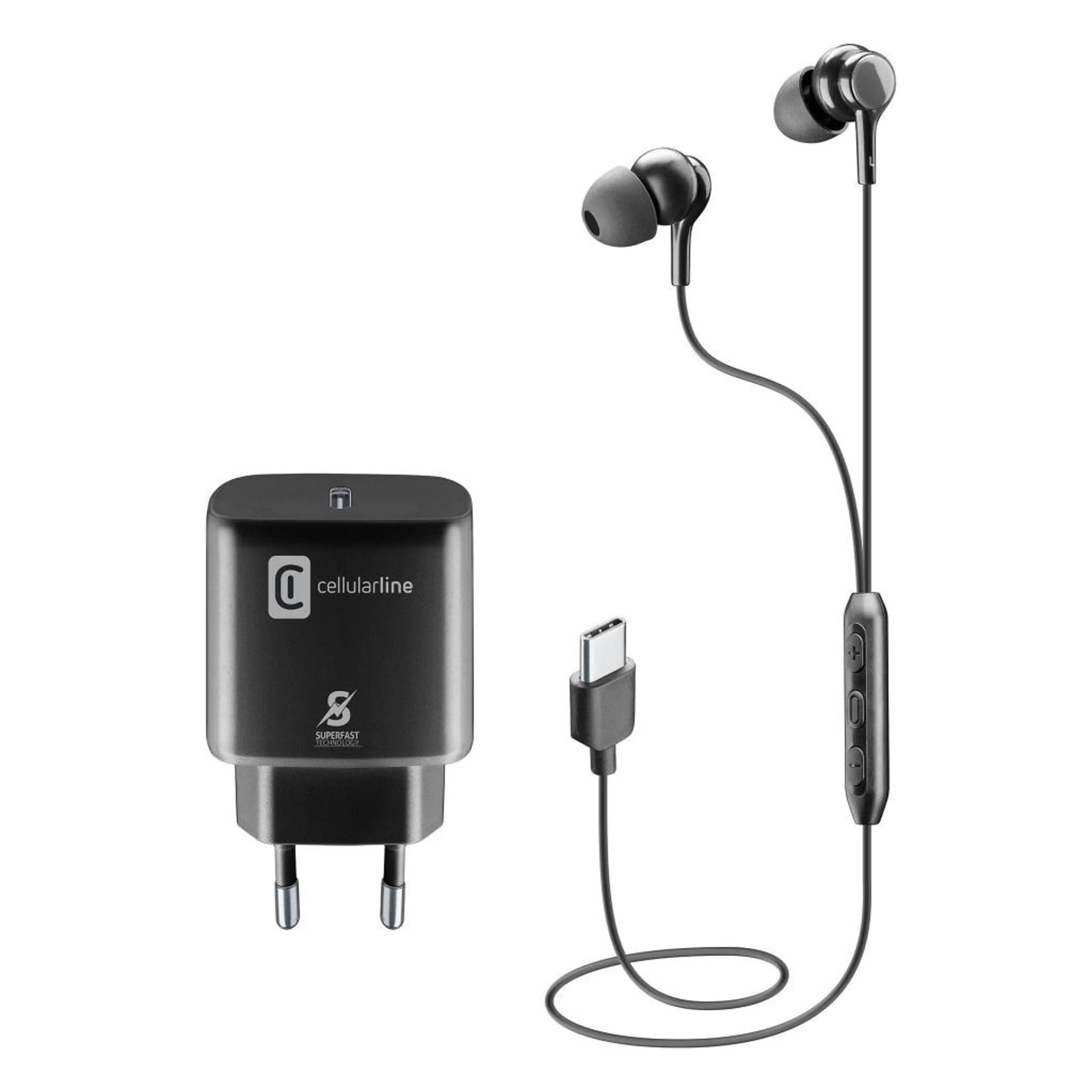 Пакет за Samsung- Зарядно 220V USB-C 25W + слушалки TYPE-C