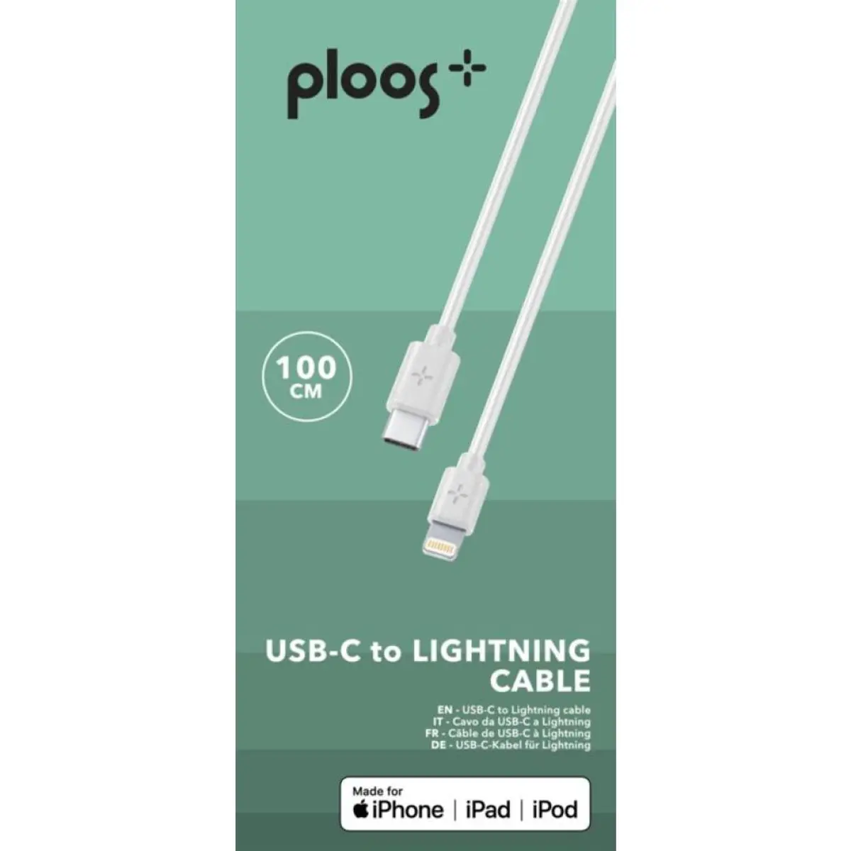 PL Кабел данни USB-C към Lightining 1 м бял