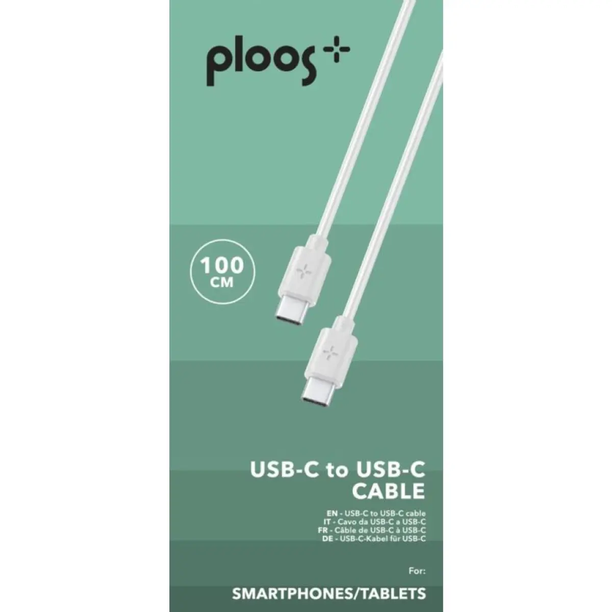 PL Кабел данни USB-C към USB-C 1 м бял