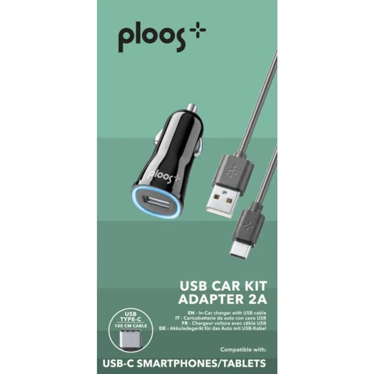 PL Зарядно 12V за кола USB-C, 2A черно