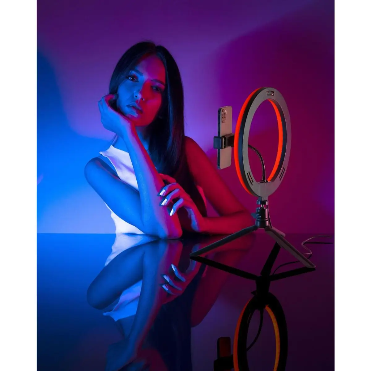Selfie ring Multicolor трипод за телефон черен