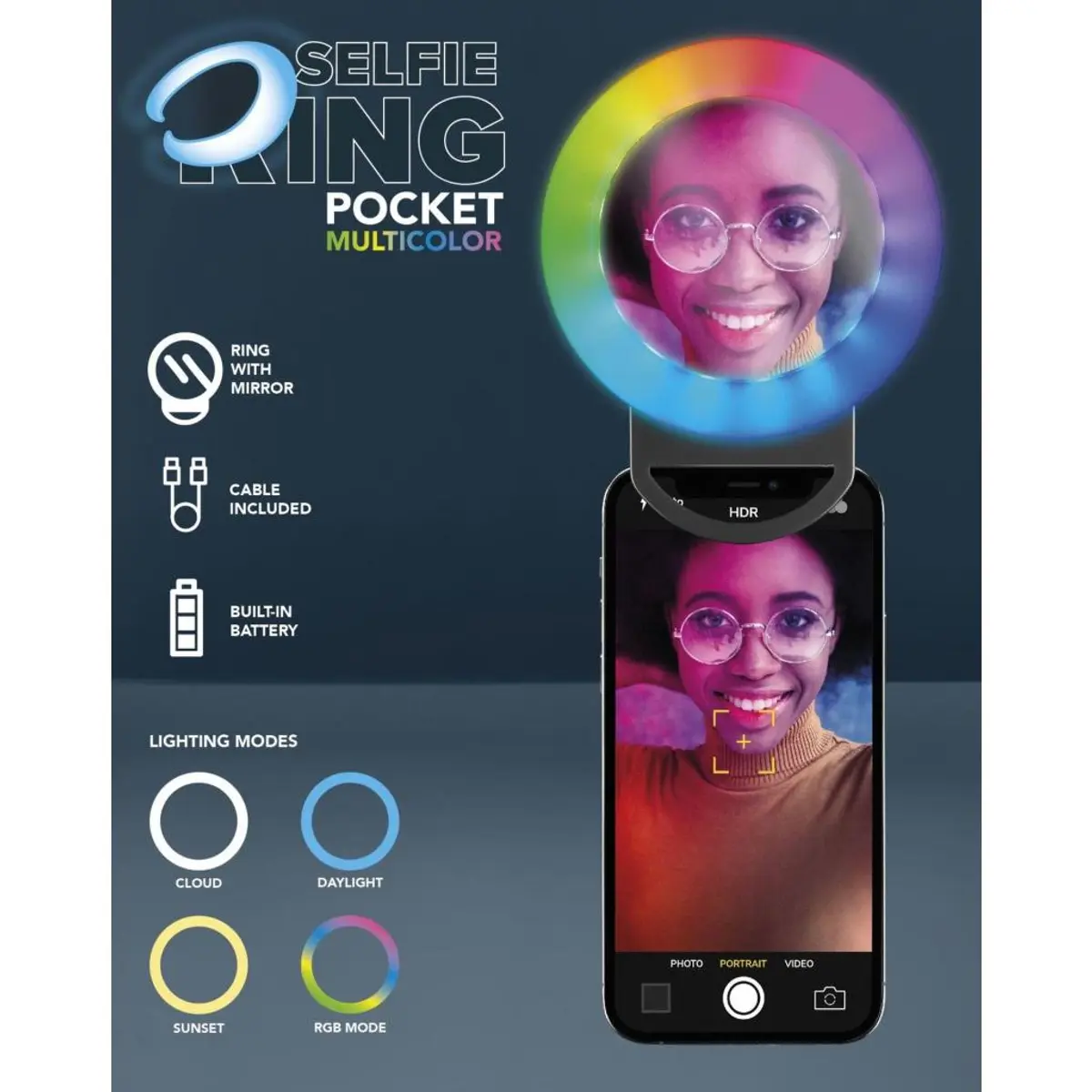 Selfie Ring Pocket с огледало за телефон универсален цветен