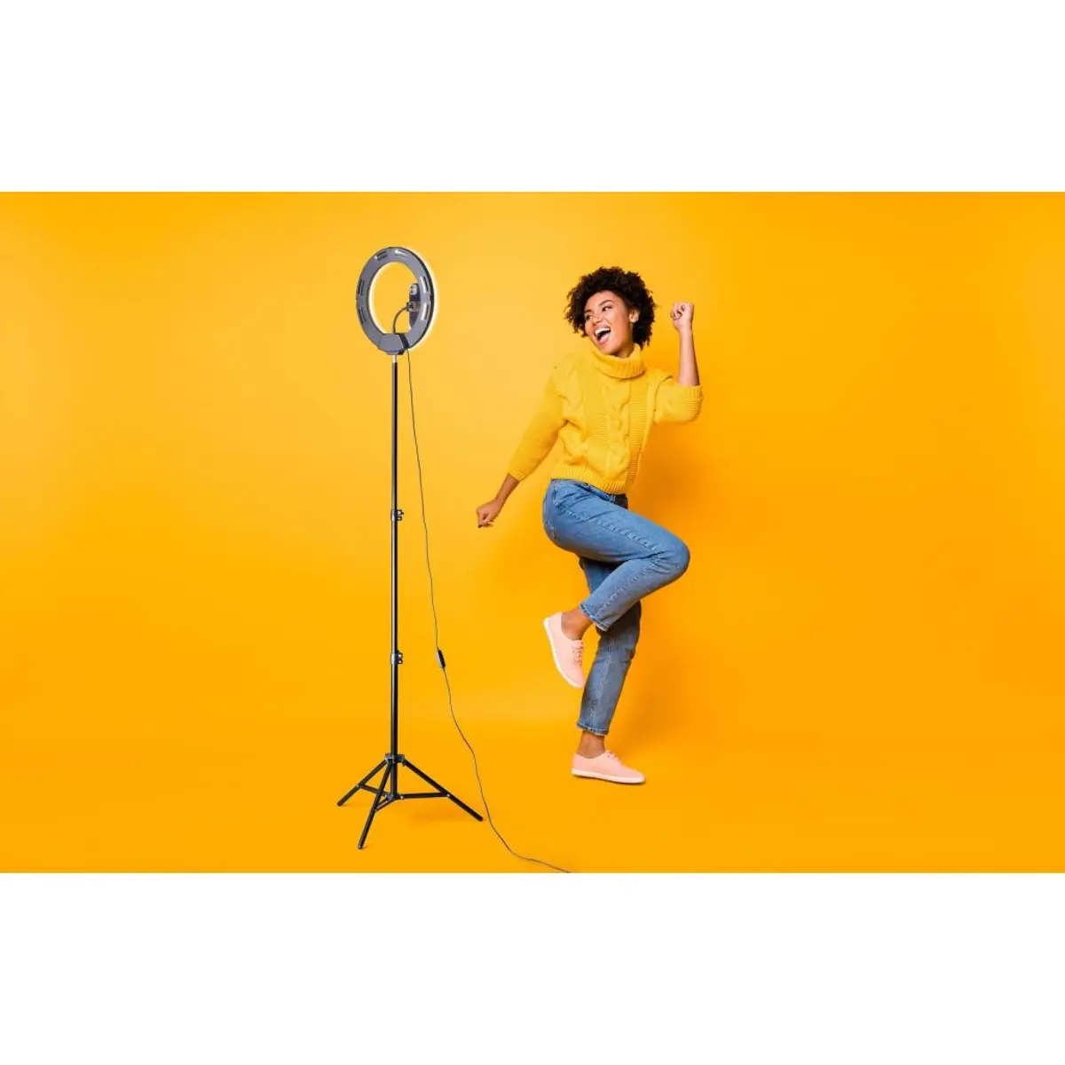 Selfie ring PRO трипод черен