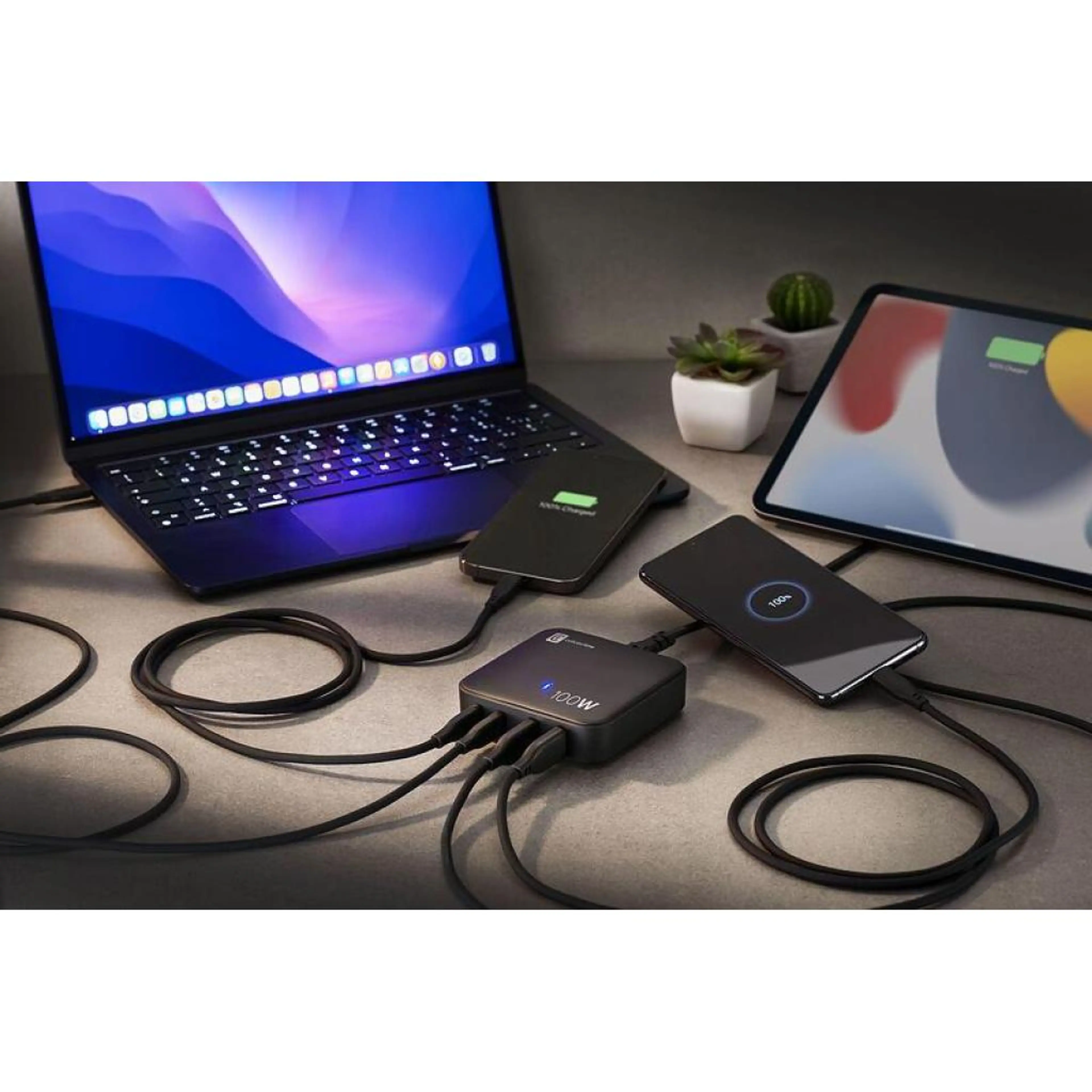 Зарядна станция 220V GaN 2xUSB, 2xUSB-C 100W