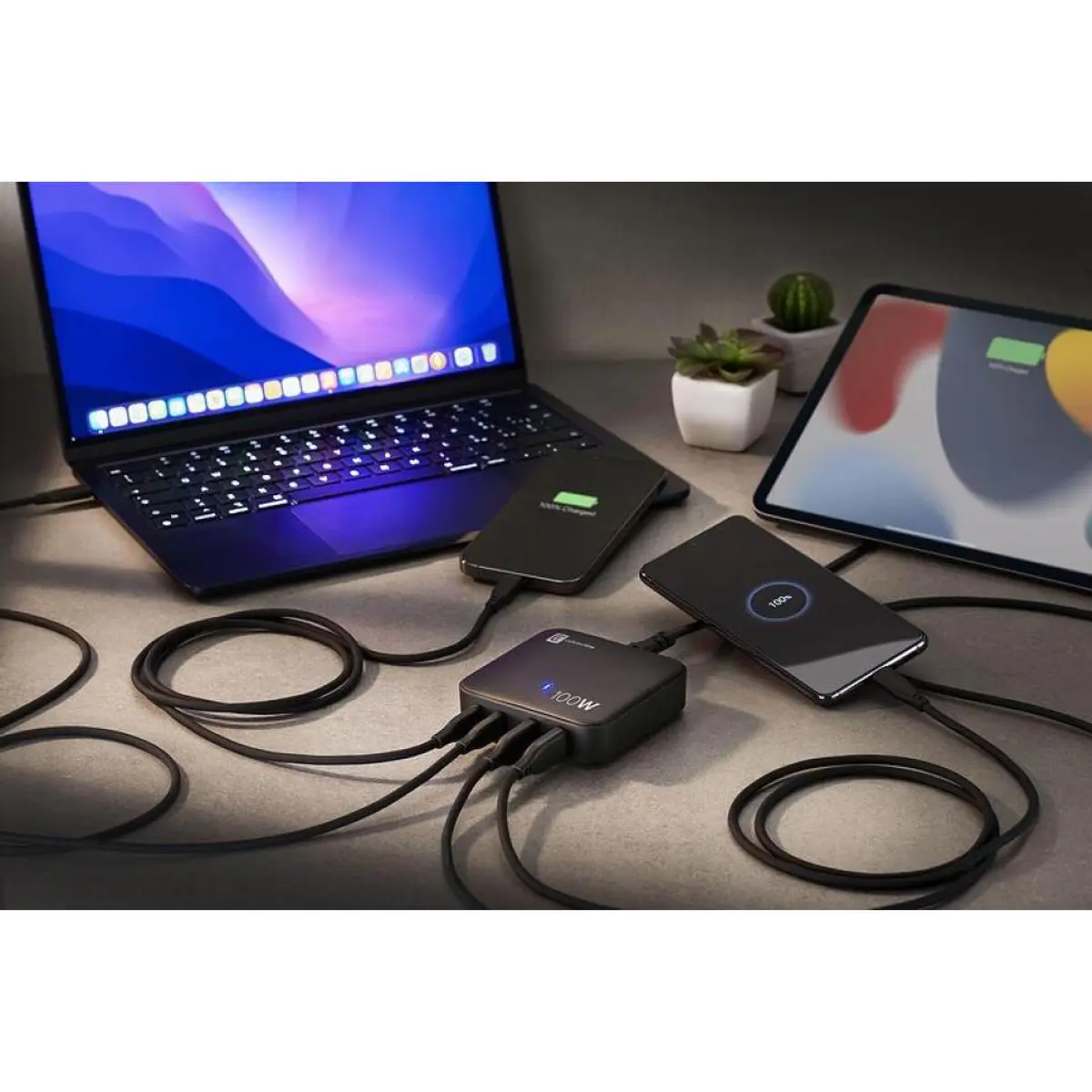 Зарядна станция 220V GaN 2xUSB, 2xUSB-C 100W