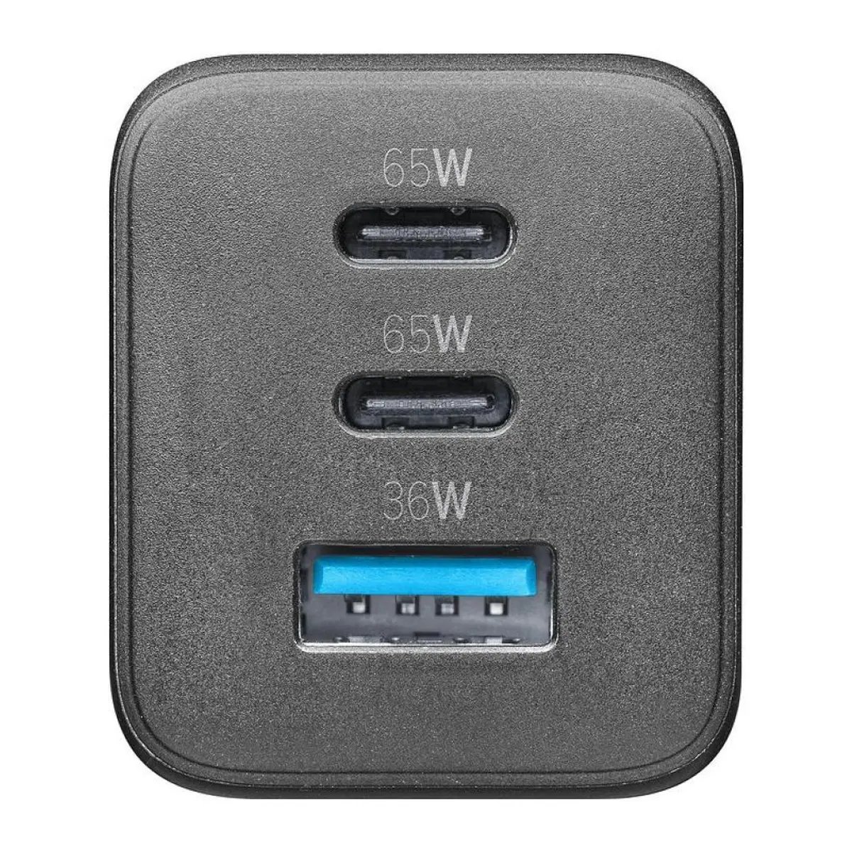 Зарядно 220V PD GaN USB, 2xUSB-C 65W черно