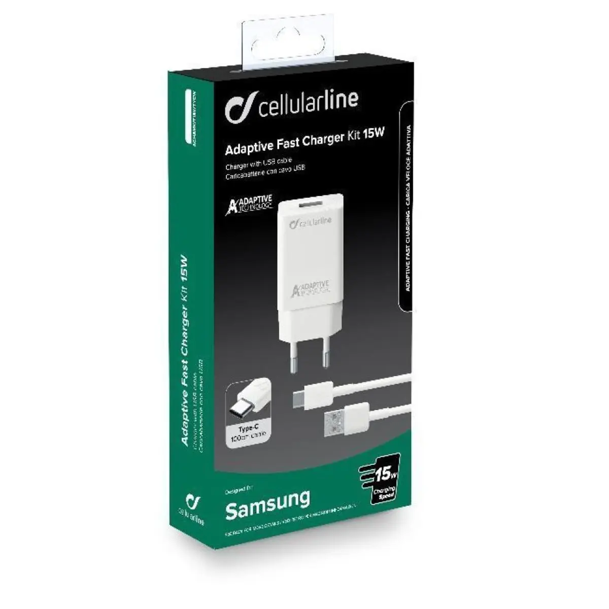 Зарядно 220V Sams +USB C кабел 15W бяло